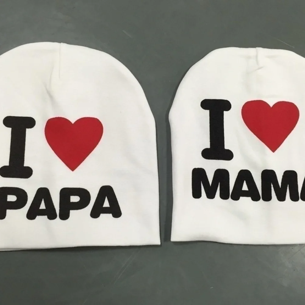 Baby Cap Beanie Hat  I Love Mama White Cotton 6-48 Months White Black Re…